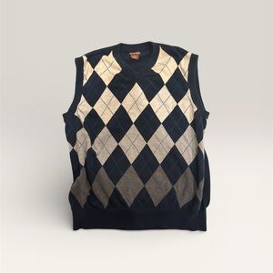 Michael Kors V-Neck Argyle Sweater Vest  Sz L